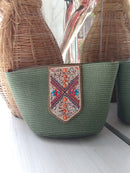 BOLSA DE PRAIA COM MIÇANGAS VERDE